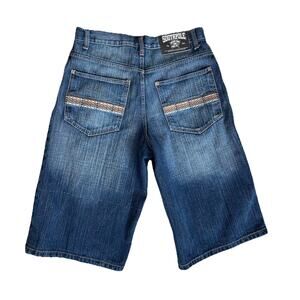 Vintage Y2K South pole Gold Tab Black Label Denim Hip Hop Grunge Shorts Size‎ 34
